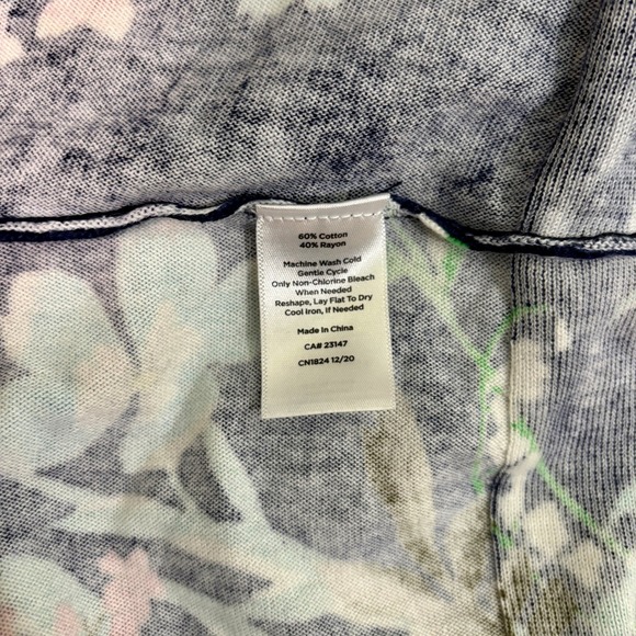 Talbots Floral Print Knit‎ Top V-Neck Short Sleeve Casual Comfy Womens Large L - Picture 14 of 15